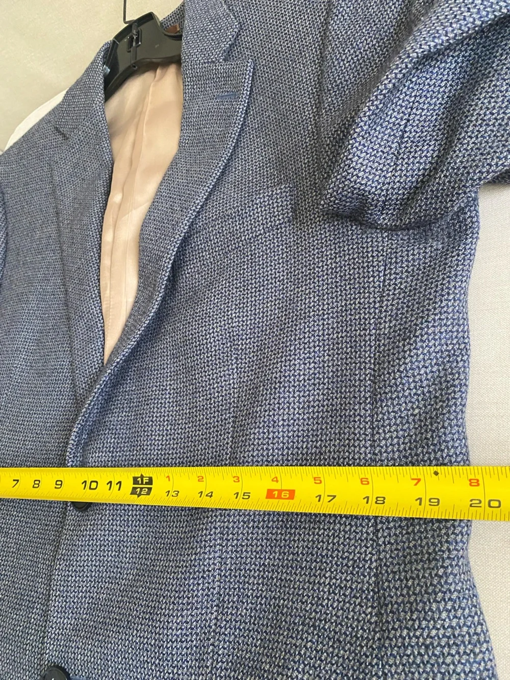 PETER MILLAR Blue Micro-Check Wool Silk Sport Coat Blazer Jacket Mens 38R